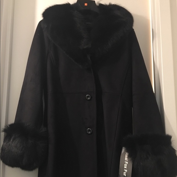 New Vintage Winter Coat w Real Fox Fur Trim & Cuffs. Small - Picture 2 of 6